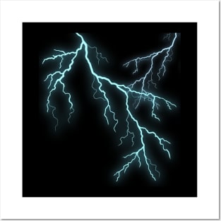 Ice Blue Lightning Bolts Posters and Art